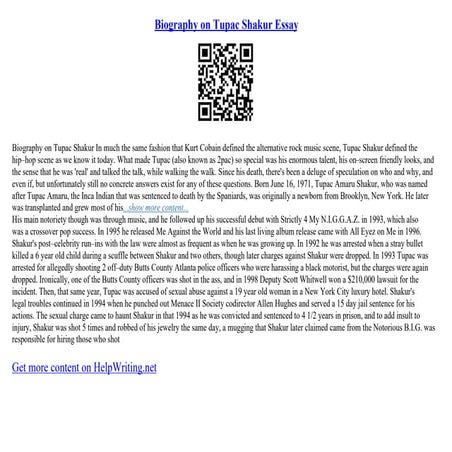 Biography On Tupac Shakur Essay