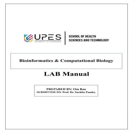 Bioinfornatics Practical Lab Manual For Biotech