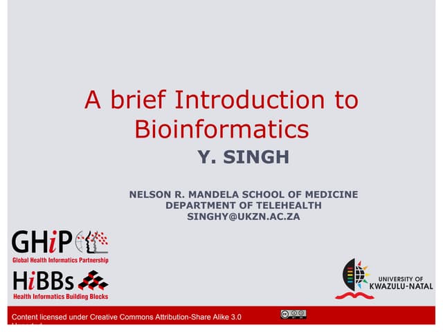 Introduction to Bioinformatics Slides