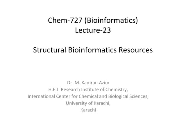 Bioinformatics lecture xxiii