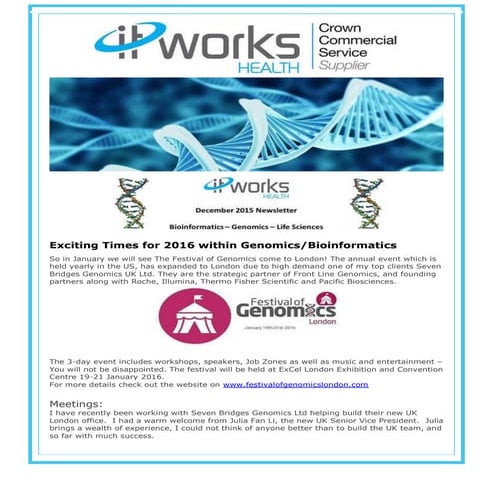 Bioinformatics & Genomics December Newsletter
