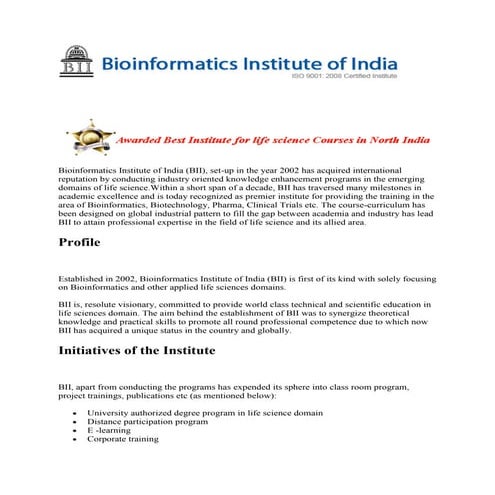 Bioinformatics institute of india