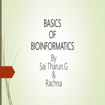 Bioinformatics ppt | PPTX | Databases | Computer Software and Applications