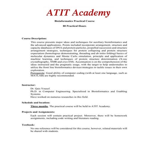 Bioinformatics Practical-Course- ATIT Academy