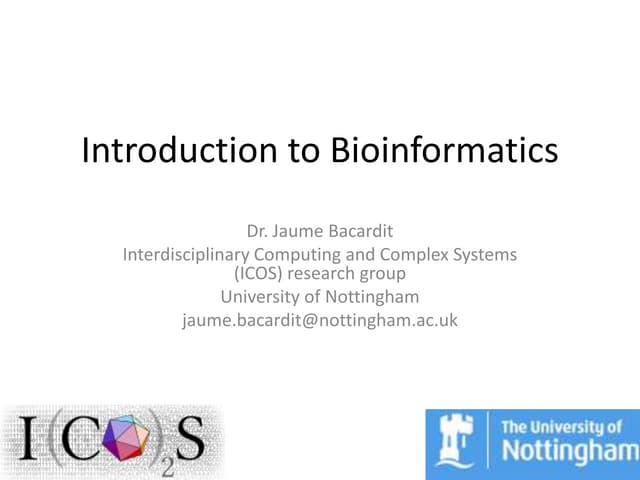 Introduction to Bioinformatics