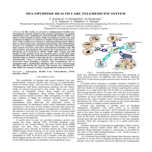 Telemedicina "MULTIPURPOSE HEALTH CARE TELEMEDICINE SYSTEM"