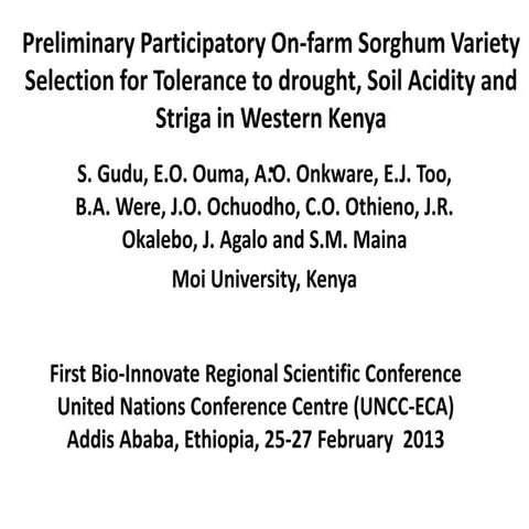 Preliminary participatory on-farm sorghum variety selection for tolerance to ...