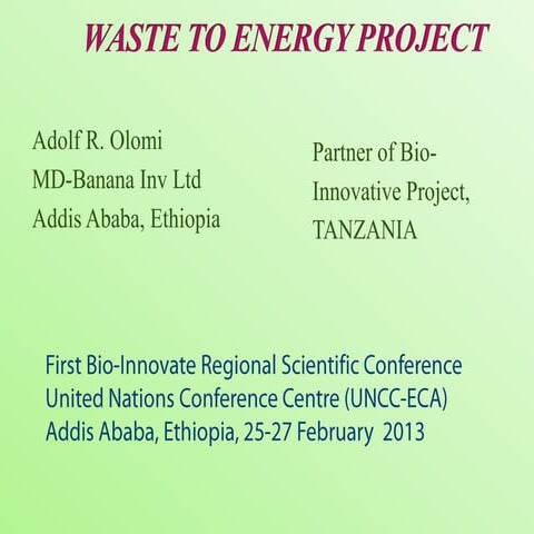 Technology diffusion from University to the Private Sector – Integrating Wast...