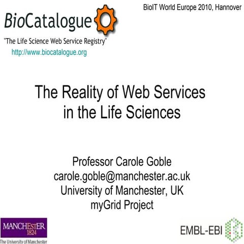 BioIT Europe 2010 - BioCatalogue
