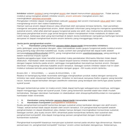 Biokimia inhibisi enzim dan mekanisme reaksi