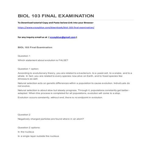 Biol 103 final examination