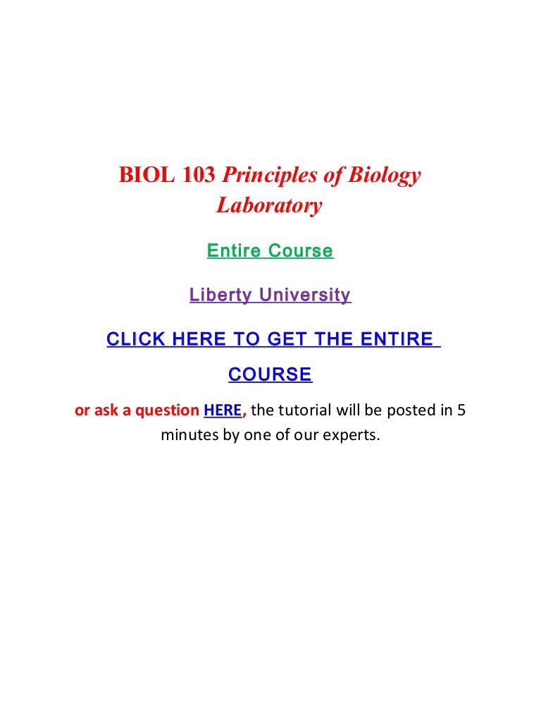 Biol 103 principles of biology laboratory