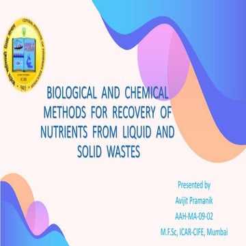Biological  and  chemical methods  for  recovery  of nutrients  from  liquid ...