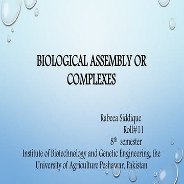 Biological assembly or complexes