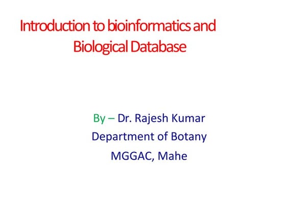 Nucleic Acid Databases (NDB ) of bioinformatics pptx | PPTX | Databases ...