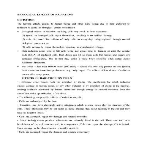 Biological effects of radiation