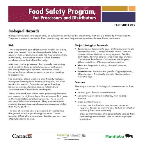 biological hazards in food processing | PDF