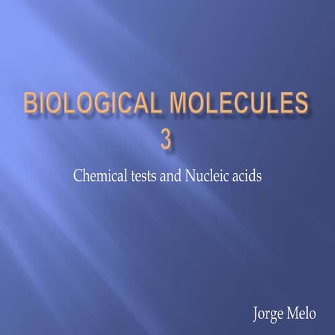 Biological molecules (chemical tests and nucleic acids) proteins and Lipids recap AS Biology [JM}