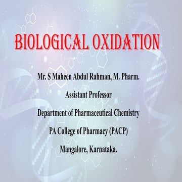 Biological Oxidation and Electron Transport Chain