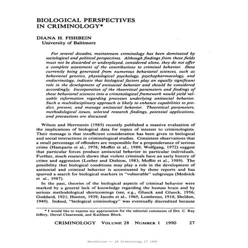 Biological perspectives in criminology
