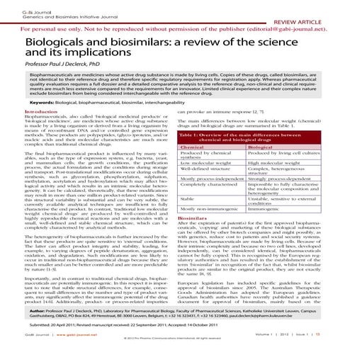 Biologicals and biosimilars a review of the science and its ...