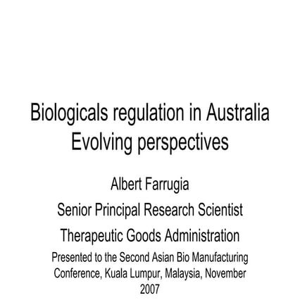 Biologicals Regulation in Australia