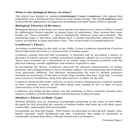 Biological Theory of Crime