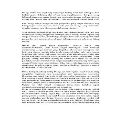 Peranan Biologi di bidang pertanian