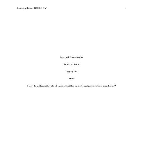 IB Biology Internal Assessment