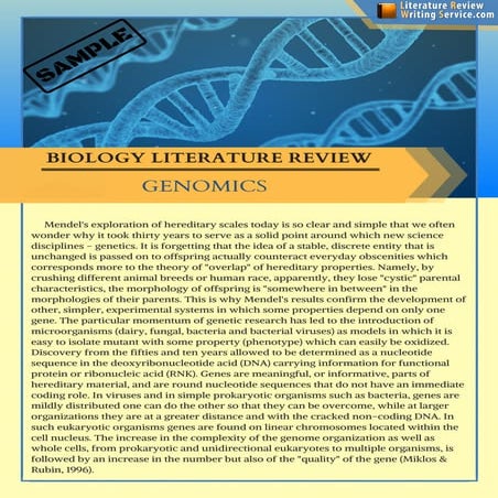 Biology Literature Review Example