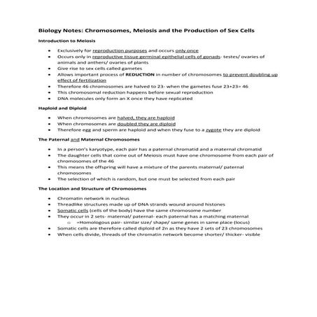 Biology notes-meiosis