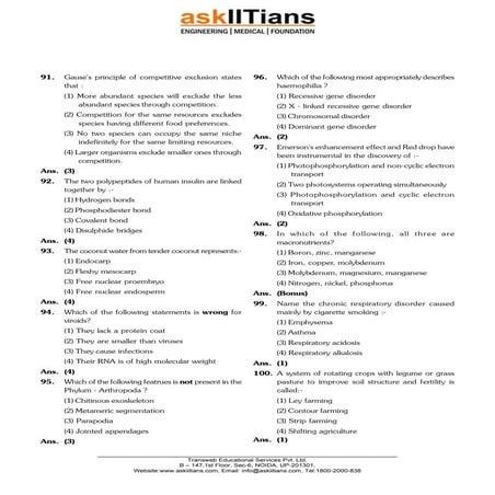 NEET UG 2016 Biology Question Paper | PDF