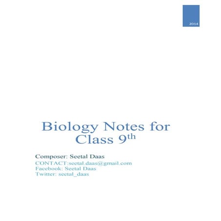 Biology Notes for Class 9th (by: Seetal Daas)