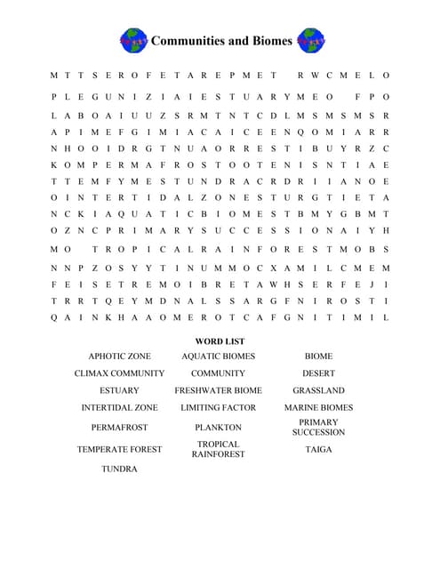 Biology communities biomeswordsearch DOC Biology communities biomeswordsearch DOC