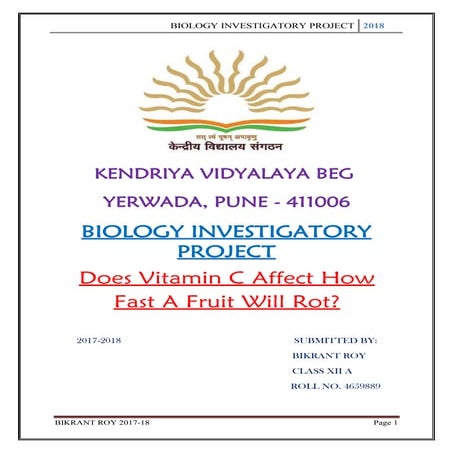 Biology Investigatory Project Class 11 and 12