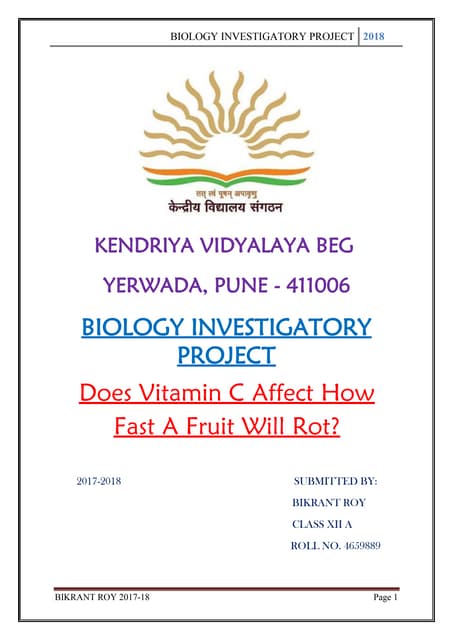 Biology Investigatory Project Class 11 and 12