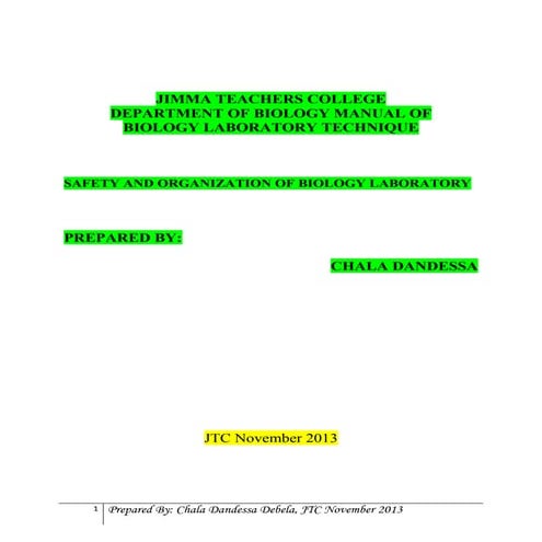 Biology laboratory technique best edited by Chala Dandessa