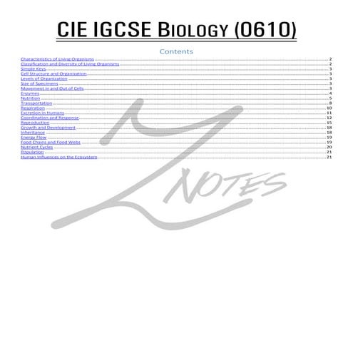 CIE IGCSE Biology complete notes