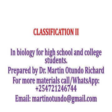 Biology power point notes topic   classification 2 by martin otundo richard