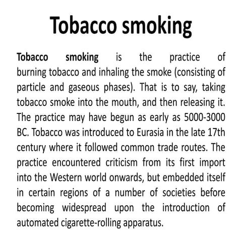 Biology Presentation Tobacco Smoking