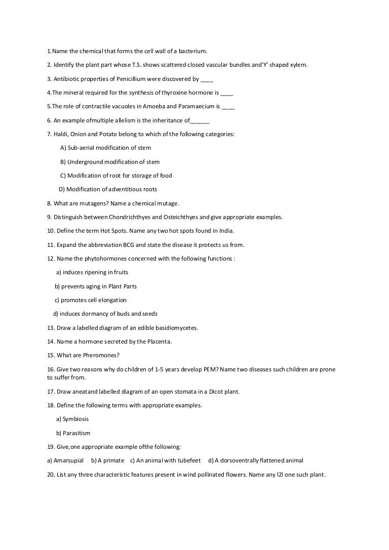 Biology questions BIOLOGY SCIENCE HIGHER SECONDARY QUESTION AND ANSWE…