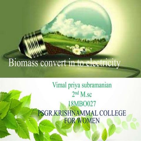 Biomass convert in to electricity by vimal priya subramanian