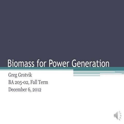 Bioenergy for power generation— oliver frith inbar-beijing-cbd-cop12 | PPTX