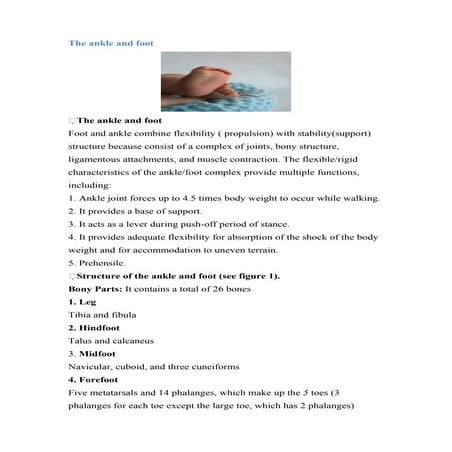 Biomechanics of ankle and foot