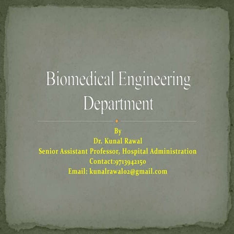 Biomedical Engineering Department in Hospital