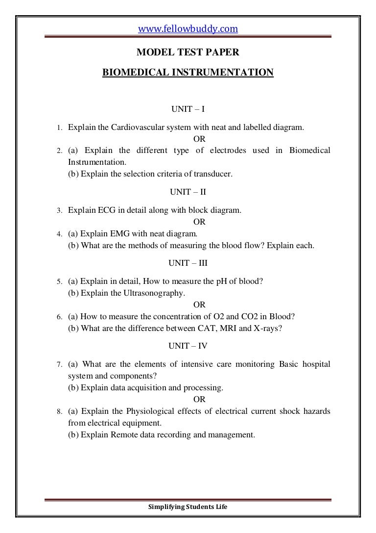 Biomedical instrumentation model_test_paper