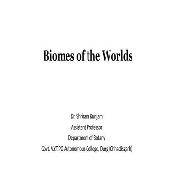 Biomes of the Worlds for undergraduate students