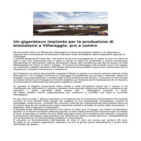 Biometano villareggia: pro e contro