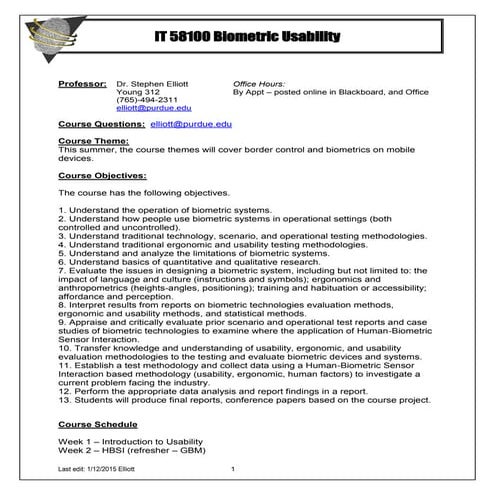 Biometric and usability