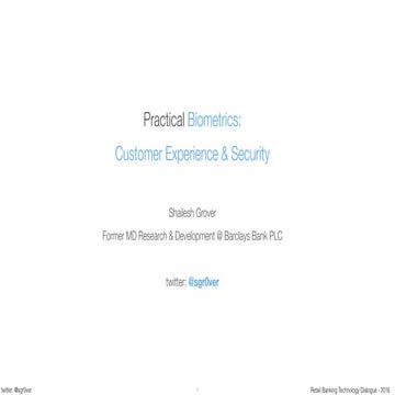 Biometrics as a key enabler of Customer & Colleague Experience